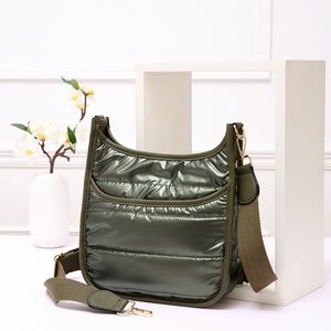 Olive Green Puffer Cross Body Bag Purse Womens Fashion Accessory Statement Mini